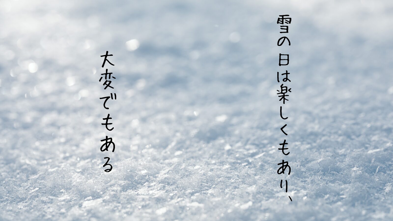 雪の日は楽しくもあり、大変でもある